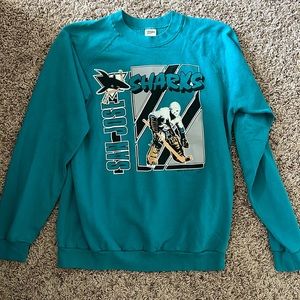 San Jose Sharks hockey NHL crewneck sweatshirt, teal XL, great condition!